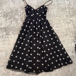 BCBG Black and White Polka Dot Midi Dress